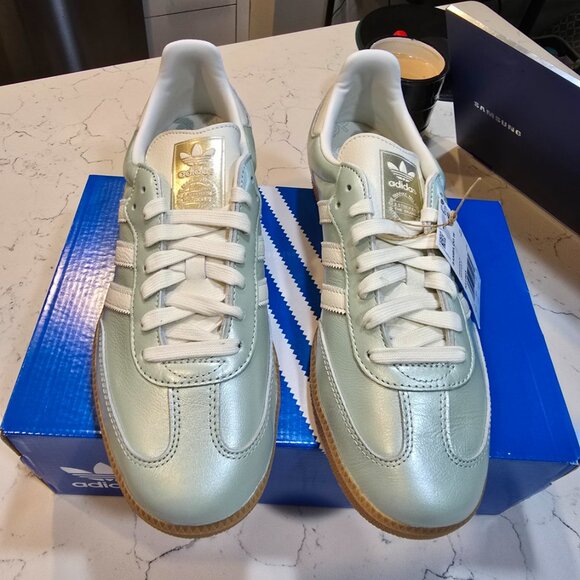 adidas Samba OG 'Linen Green Metallic' Sneakers IG1965 Mens Size 10 New Rare - Picture 5 of 14